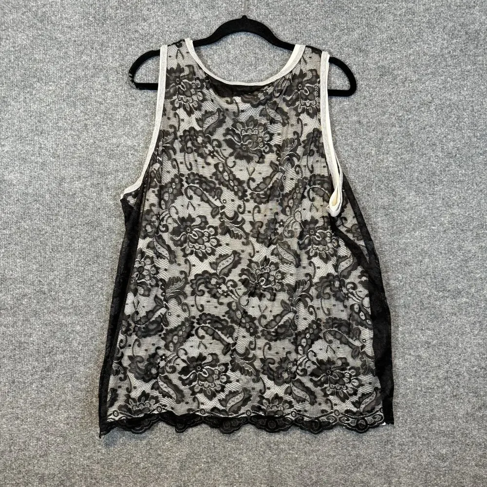 Michael Kors Shirt Womens 3X XXXL Black Lace Floral Boho‎ Tank Top Plus Size